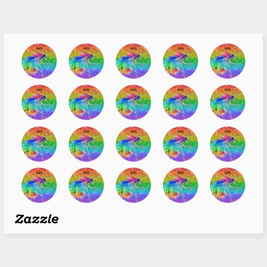 Boho Rainbow Schattige Glitter Girls Eenhoorn Kind Ronde Sticker (Vel)
