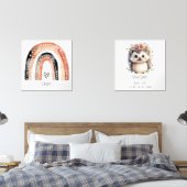 Boho Rainbow & Schattigee Hedgehog Nursery Wall Ar Muurkunst Sets (Slaapkamer)