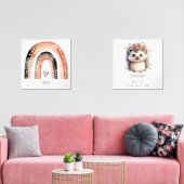 Boho Rainbow & Schattigee Hedgehog Nursery Wall Ar Muurkunst Sets (Woonkamer)