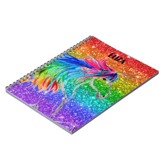 Boho Rainbow Schattigee Meisjes Glitter Eenhoorn K Notitieboek (Linkerzijde)