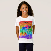 Boho Rainbow Schattigee Meisjes Glitter Eenhoorn K T-shirt (Voorkant volledig)