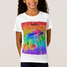 Boho Rainbow Schattigee Meisjes Glitter Eenhoorn K T-shirt