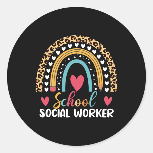 Boho Rainbow School Sociaal werker Ronde Sticker (Voorkant)