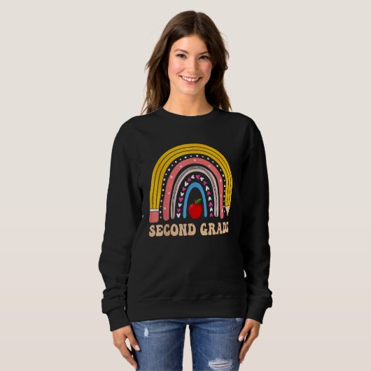 Boho Rainbow Second Grade Student Teacher Back To  Trui (Voorkant volledig)