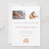 Boho Rainbow Simple Photo Birth Notice Kaart (Achterkant)