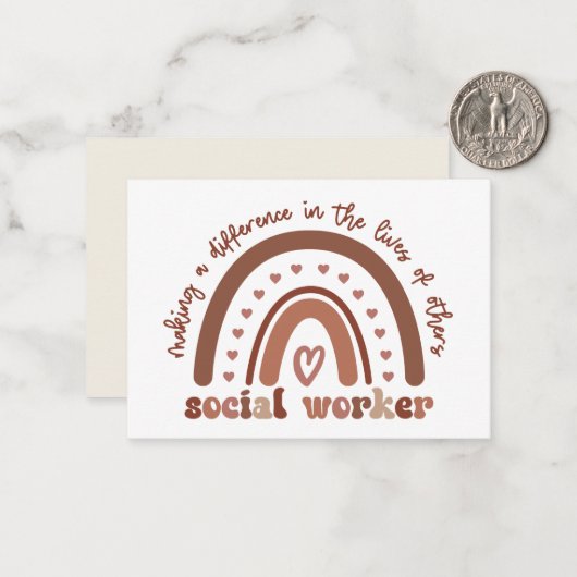 Boho Rainbow Social Worker Appreciation Notitiekaartje (Voorkant / Achterkant in situ)