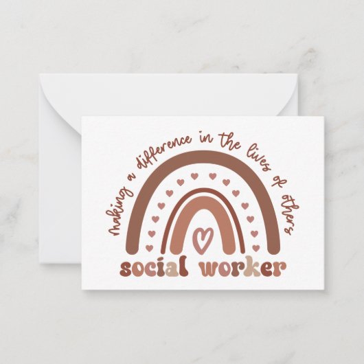 Boho Rainbow Social Worker Appreciation Notitiekaartje (Voorkant)