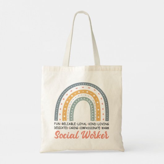 Boho Rainbow Social Worker Tote Bag (Achterkant)