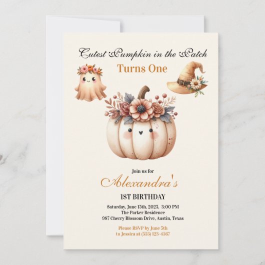 Boho Rainbow Spooky eerste verjaardag Kaart (Voorkant)