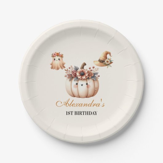 Boho Rainbow Spooky eerste verjaardag Papieren Bordje (Voorkant)