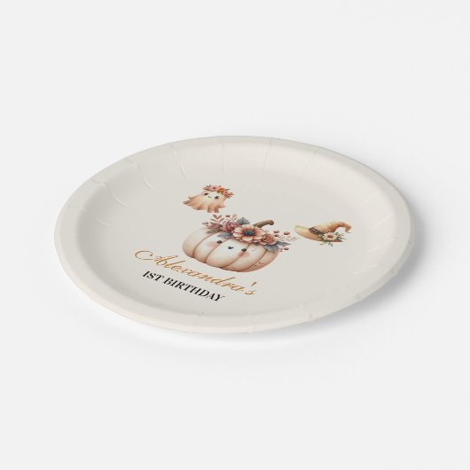 Boho Rainbow Spooky eerste verjaardag Papieren Bordje (Gekanteld)