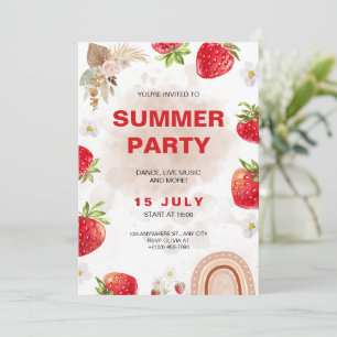 Boho Rainbow Strawberry Party Tropisch Water Kaart