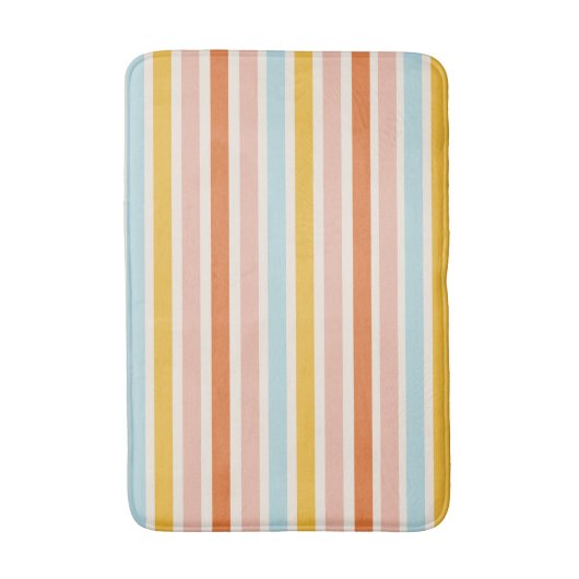 Boho Rainbow Stripe Roze Rood Blauw Geel Bad Mat (Voorkant Verticaal)