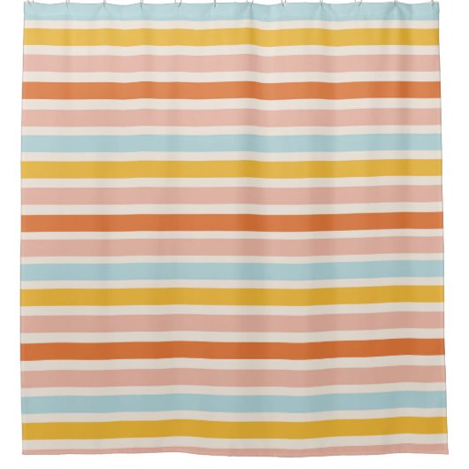 Boho Rainbow Stripe Roze Rood Geel Douchegordijn (Voorkant)