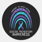 Boho Rainbow Suicide Awareness Mental Health Ronde Sticker (Voorkant)