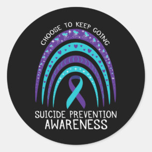 Boho Rainbow Suicide Awareness Mental Health Ronde Sticker