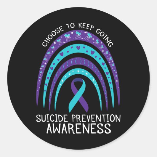 Boho Rainbow Suicide Awareness Mental Health Ronde Sticker (Voorkant)
