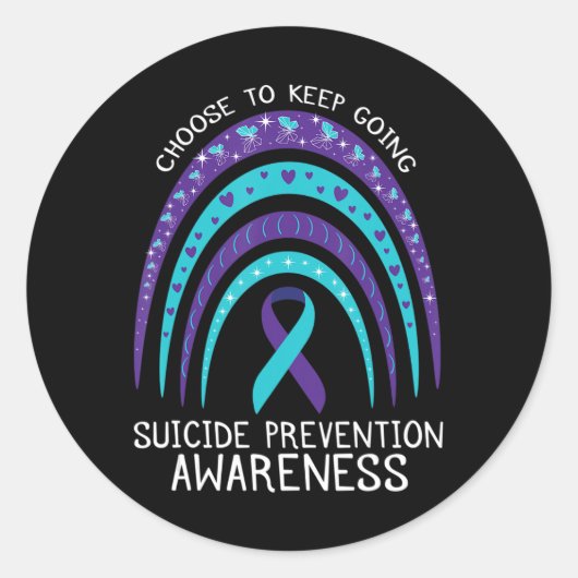 Boho Rainbow Suicide Awareness Mental Health Ronde Sticker (Voorkant)