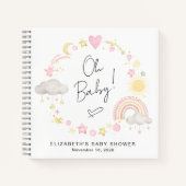 Boho Rainbow Sun Baby Meisje Douche Gastenboek Notitieboek (Voorkant)