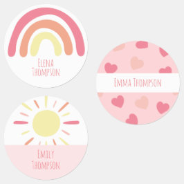 Boho Rainbow Sun School Daycare Labels