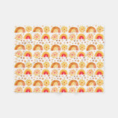 Boho Rainbow Sun Stars Waterverf Sinaasappel Patte Fleece Deken (Voorkant (Horizontaal))