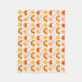 Boho Rainbow Sun Stars Waterverf Sinaasappel Patte Fleece Deken (Voorkant)