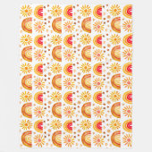 Boho Rainbow Sun Stars Waterverf Sinaasappel Patte Fleece Deken (Voorkant)