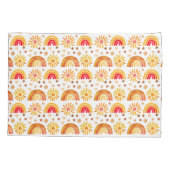 Boho Rainbow Sun Stars Waterverf Sinaasappel Patte Kussensloop (Achterkant)