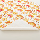Boho Rainbow Sun Stars Waterverf Sinaasappel Patte Sherpa Deken (3/4)