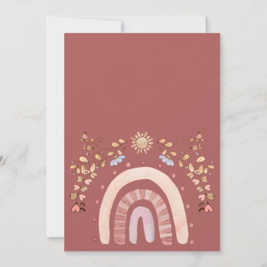 Boho Rainbow Sunshine Baby shower Kaart (Achterkant)