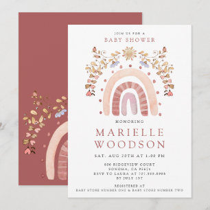 Boho Rainbow Sunshine Baby shower Kaart