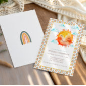 Boho Rainbow Sunshine Gender Neutral Baby Shower Kaart