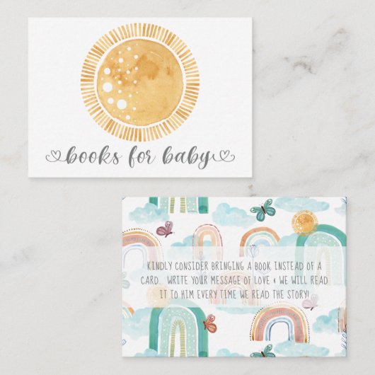 Boho Rainbow Sunshine Sun Modern Books for Baby Visitekaartje (Voorkant / Achterkant)