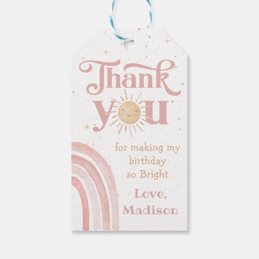 Boho Rainbow Sunshine Verjaardag Dank u Cadeau Lab Cadeaulabel (Achterkant)