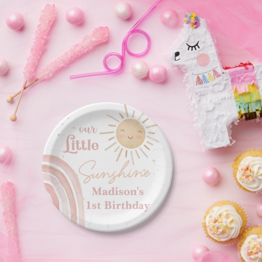 Boho Rainbow Sunshine Verjaardagsfeestje Papieren  Papieren Bordje (Feest)