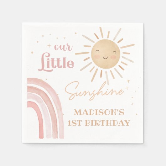 Boho Rainbow Sunshine Verjaardagsfeestservetten Servet (Voorkant)