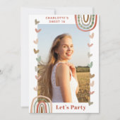 Boho Rainbow Sweet 16 Modern Birthday Party Kaart (Voorkant)