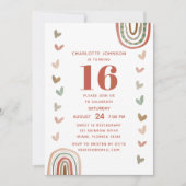 Boho Rainbow Sweet 16 Modern Birthday Party Kaart (Voorkant)