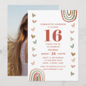 Boho Rainbow Sweet 16 Modern Birthday Party Kaart (Voorkant / Achterkant)