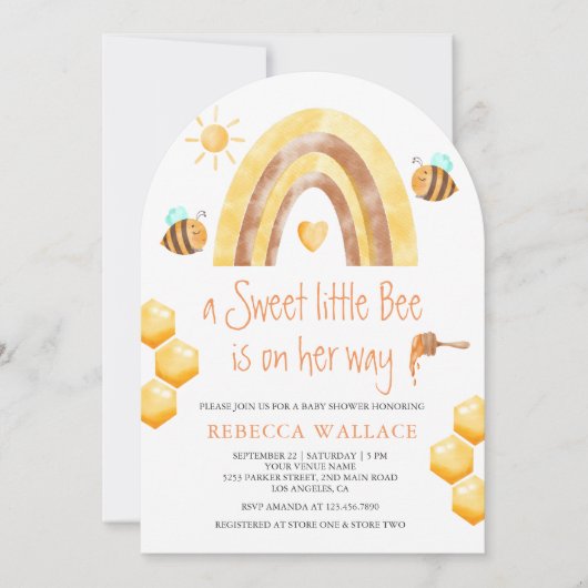 Boho Rainbow Sweet Little Bee Arch Baby shower Kaart (Voorkant)