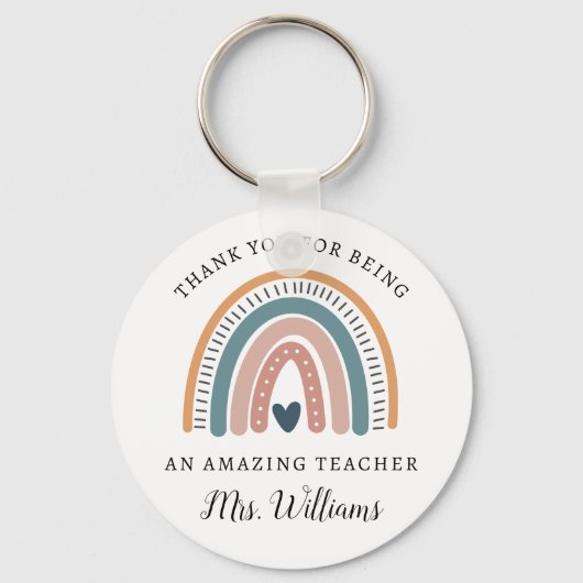 Boho Rainbow Teacher Appreciation Name Sleutelhang Sleutelhanger (Voorkant)
