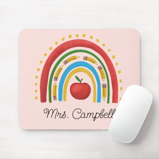 Boho Rainbow Teacher Kerstcadeau Aangepaste naam Muismat (Met muis)