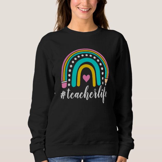 Boho Rainbow Teacher Life Happy 100th Day 100 Days Trui (Voorkant)
