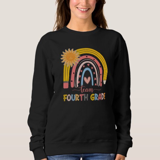 Boho Rainbow Teacher Team Vierde graad Eerste dag Trui (Voorkant)