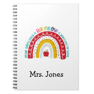 Boho Rainbow Teachers Notebook, Gift for Teacher Notitieboek