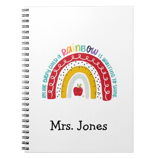 Boho Rainbow Teachers Notitieboek, Gift for Teache Notitieboek (Voorkant)