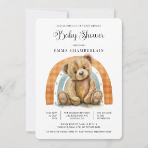Boho Rainbow Teddy Bear Baby shower Kaart