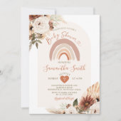 Boho Rainbow Terracota White Floral Baby shower Kaart (Voorkant)