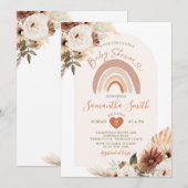 Boho Rainbow Terracota White Floral Baby shower Kaart (Voorkant / Achterkant)
