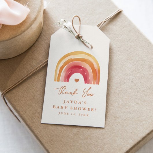 Boho Rainbow Terracott Baby shower Dank u voor uw  Cadeaulabel
